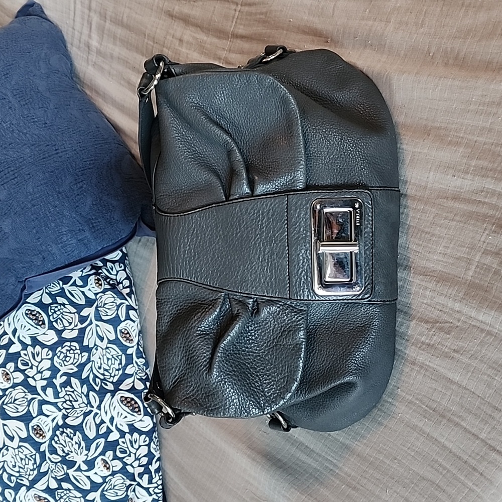 Furla Gray Leather Handbag